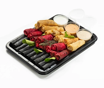 Блинный сет из трёх видов блинов с тремя соусами