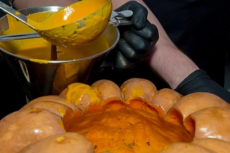 Анимационная подача крем-супа из тыквы