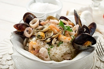 Лимонное ризотто с морепродуктами